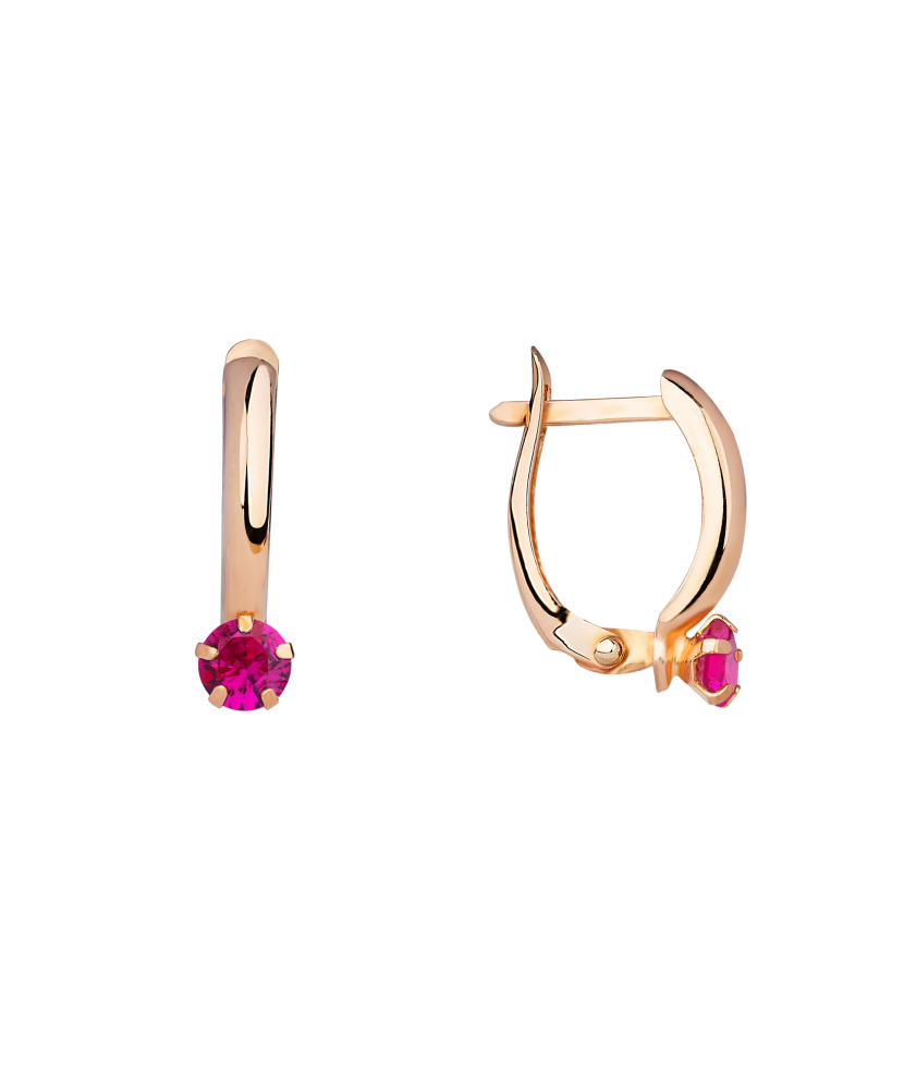 Gold earrings with zircons