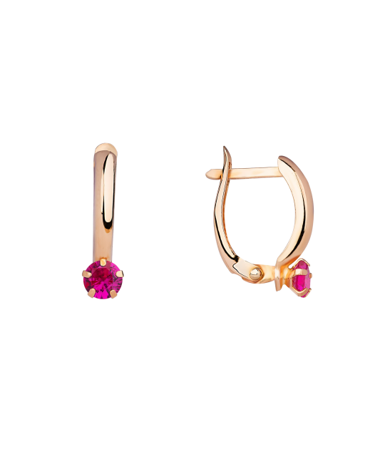 Gold earrings with zircons