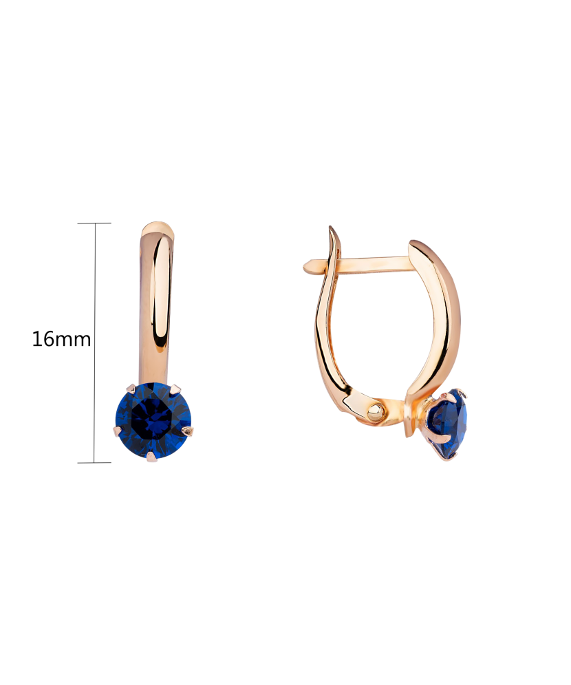 Gold earrings with zircons