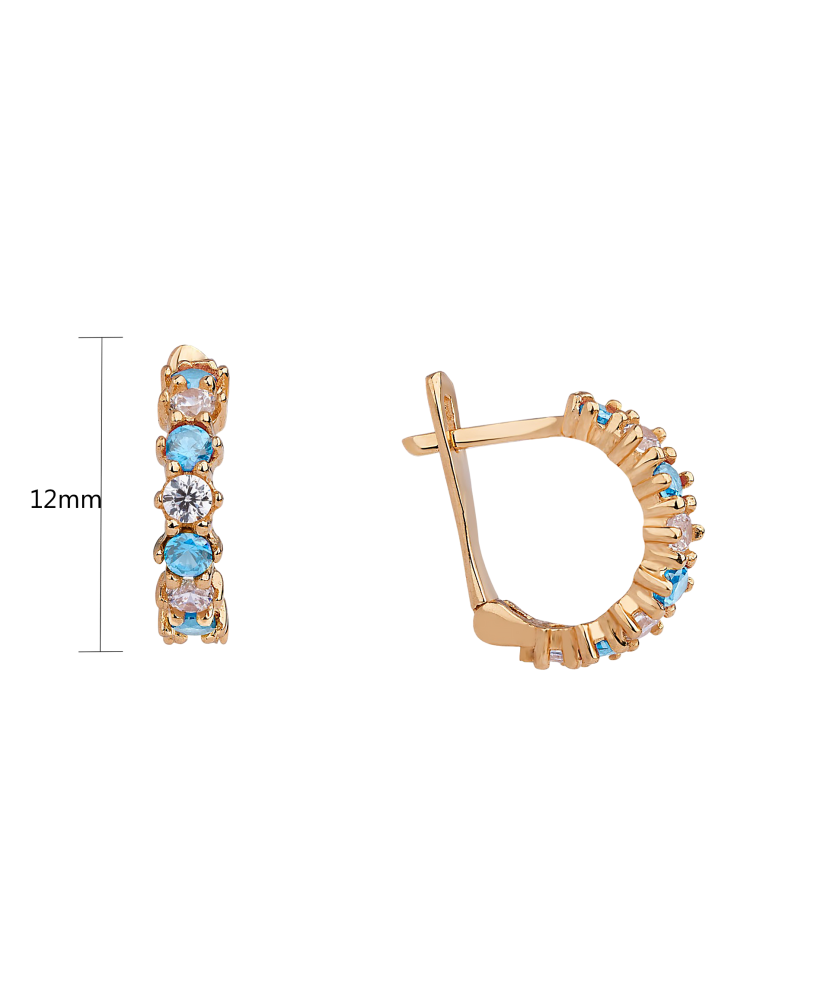 Gold children's earrings with zircons