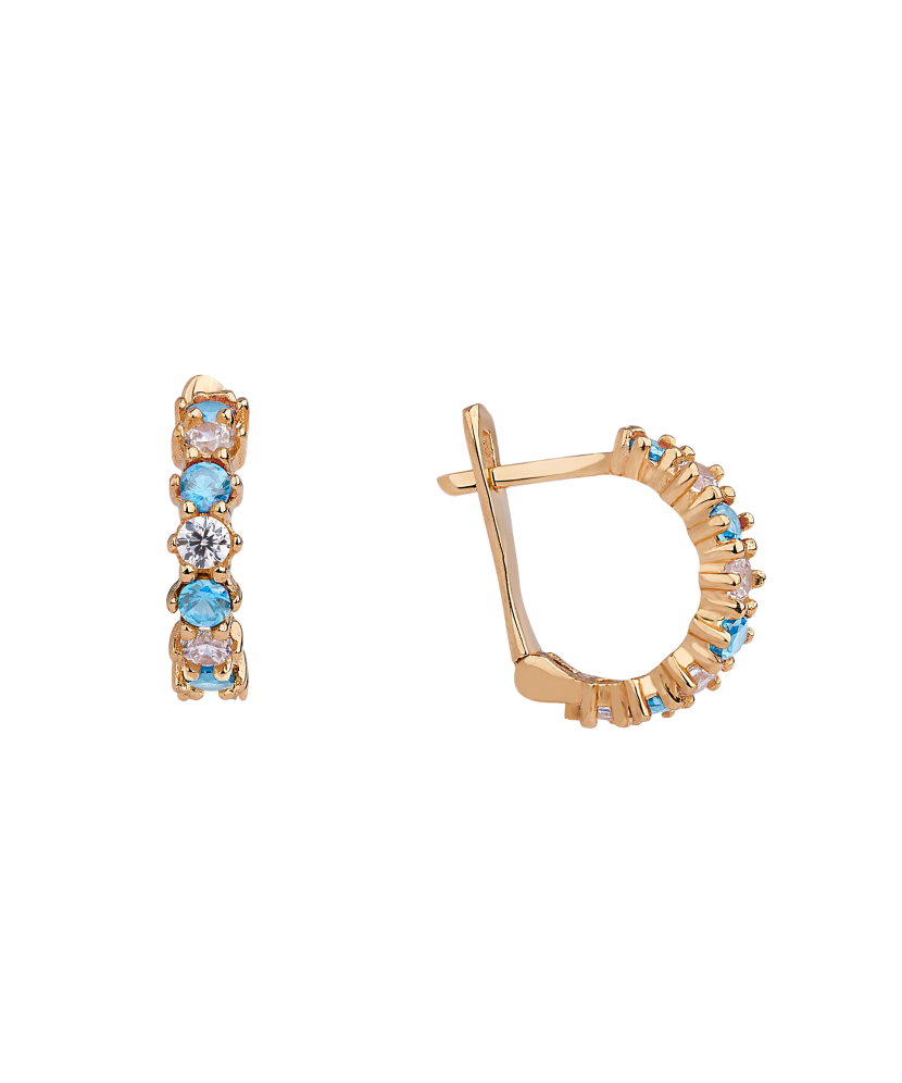 Gold children's earrings with zircons