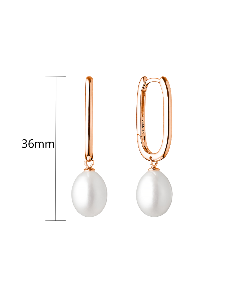 Gilded sterling silver earrings with pearls