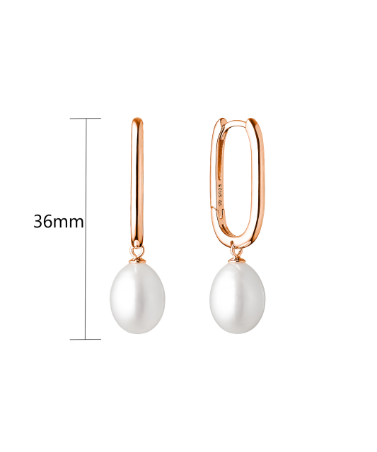 Gilded sterling silver earrings with pearls