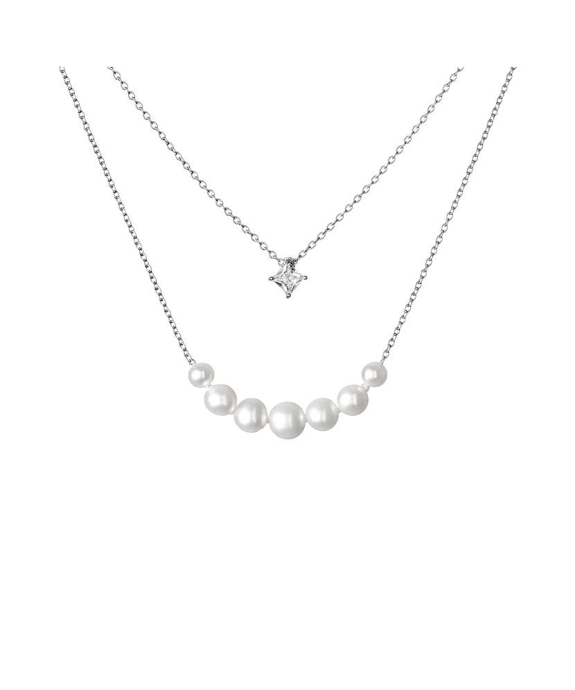 Sterling silver chain with pearl and zirconium