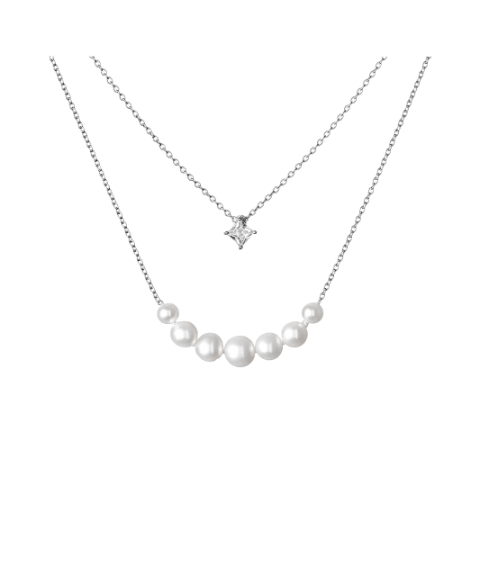 Sterling silver chain with pearl and zirconium