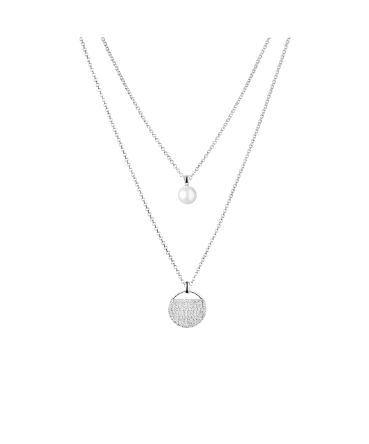 Sterling silver chain with pearl and zircons