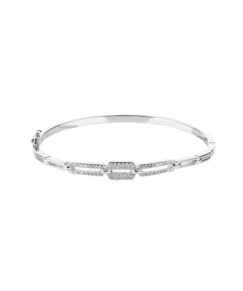 Sterling silver hard bracelet with zircons