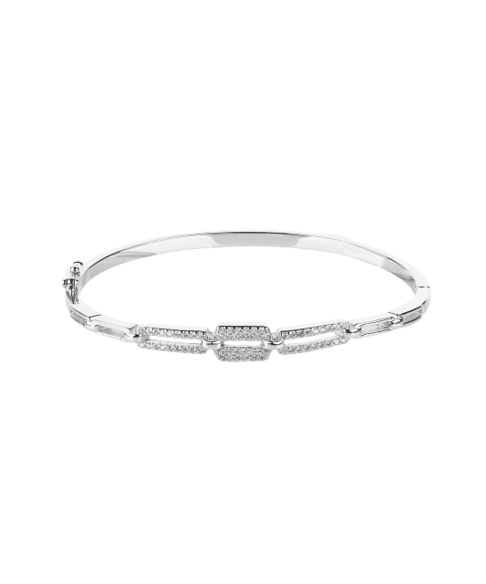 Sterling silver hard bracelet with zircons