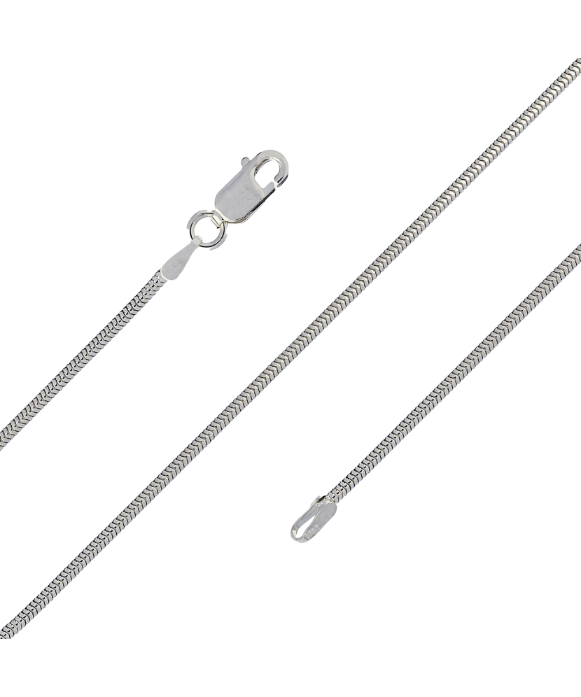 Sterling silver chain plated with rhodium"Snake" 1.6mm