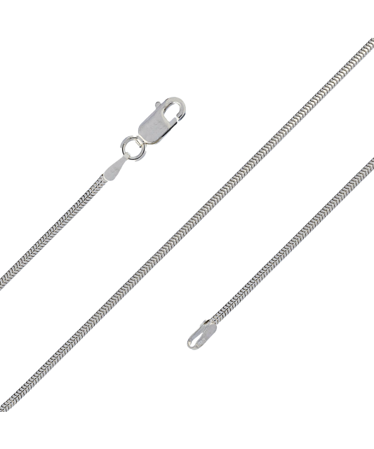 Sterling silver chain plated with rhodium"Snake" 1.6mm