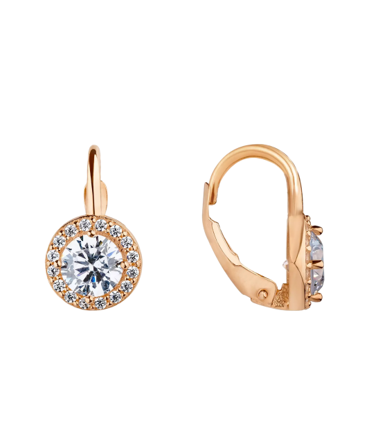 Gold earrings with zircons