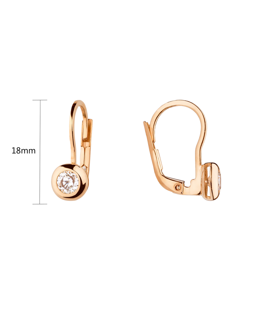 Gold earrings with zircons