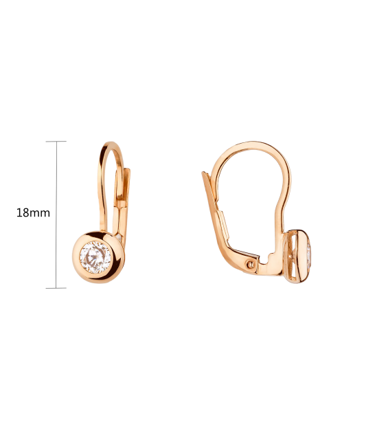 Gold earrings with zircons