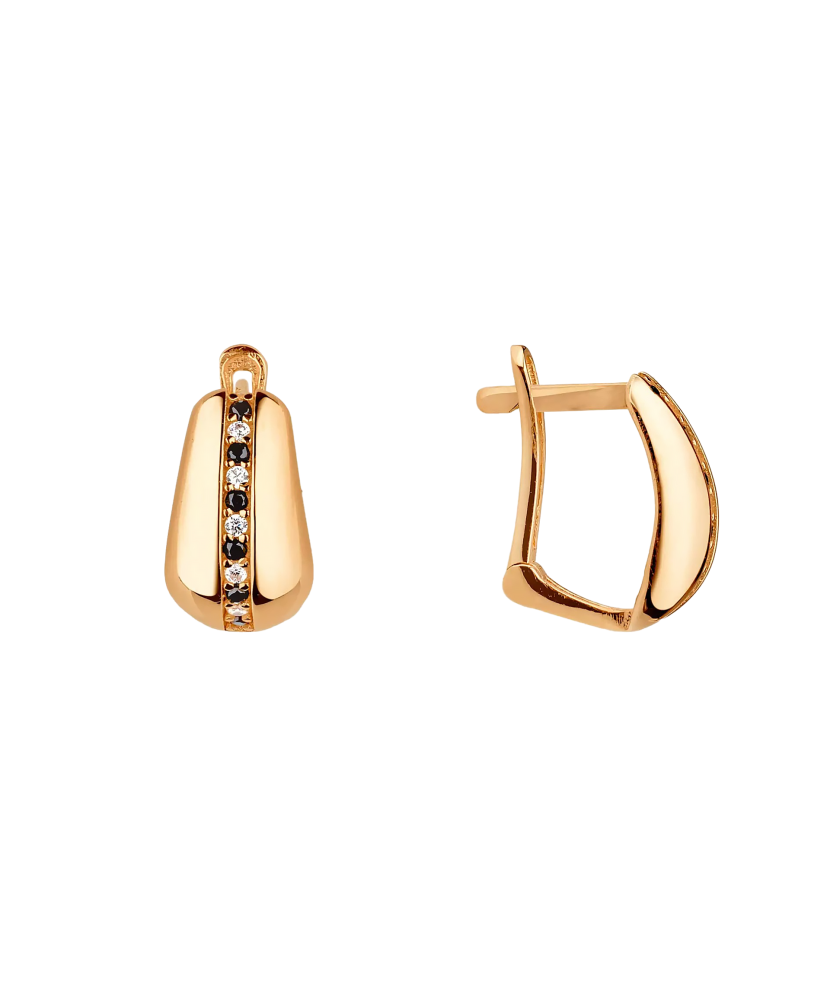 Gold earrings with zircons