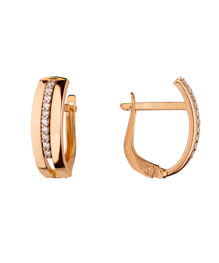 Auksiniai Auskarai Su Cirkoniais  - Goldinga