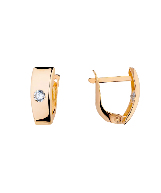 Gold earrings with zircons