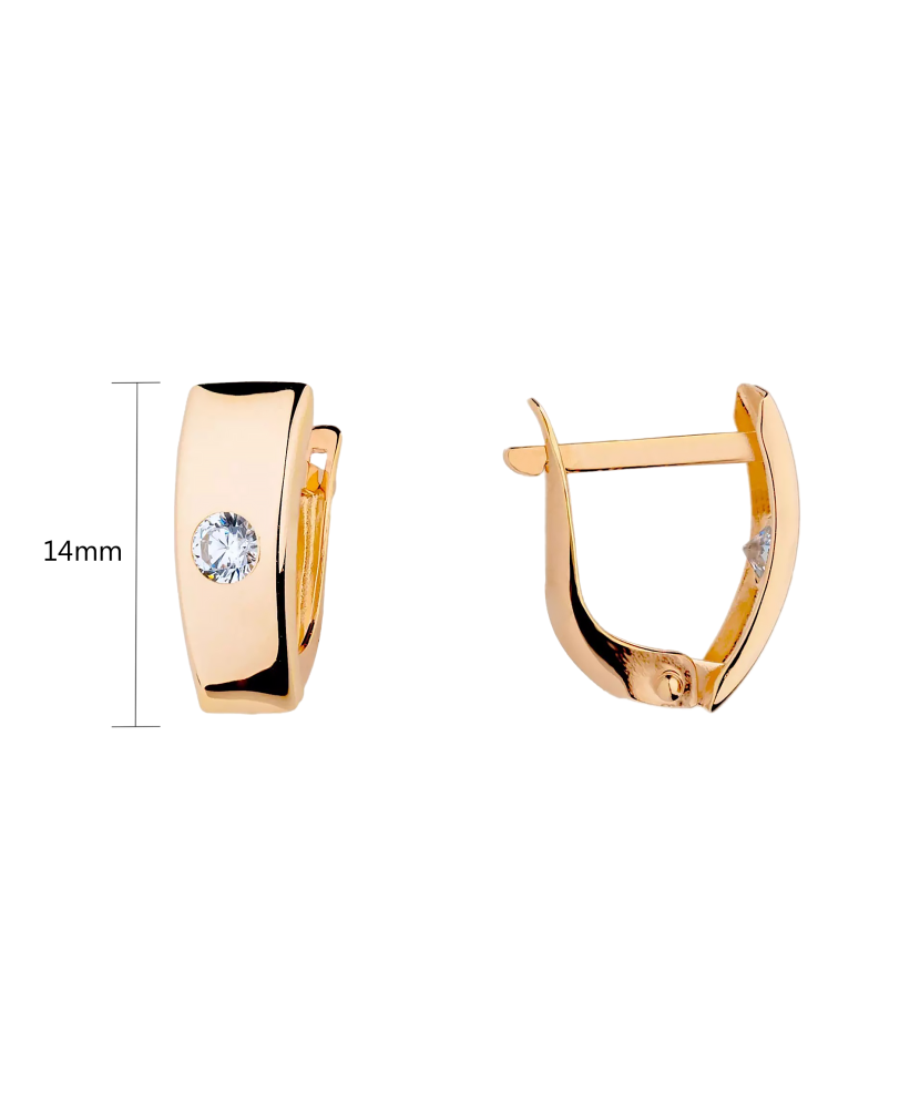 Gold earrings with zircons