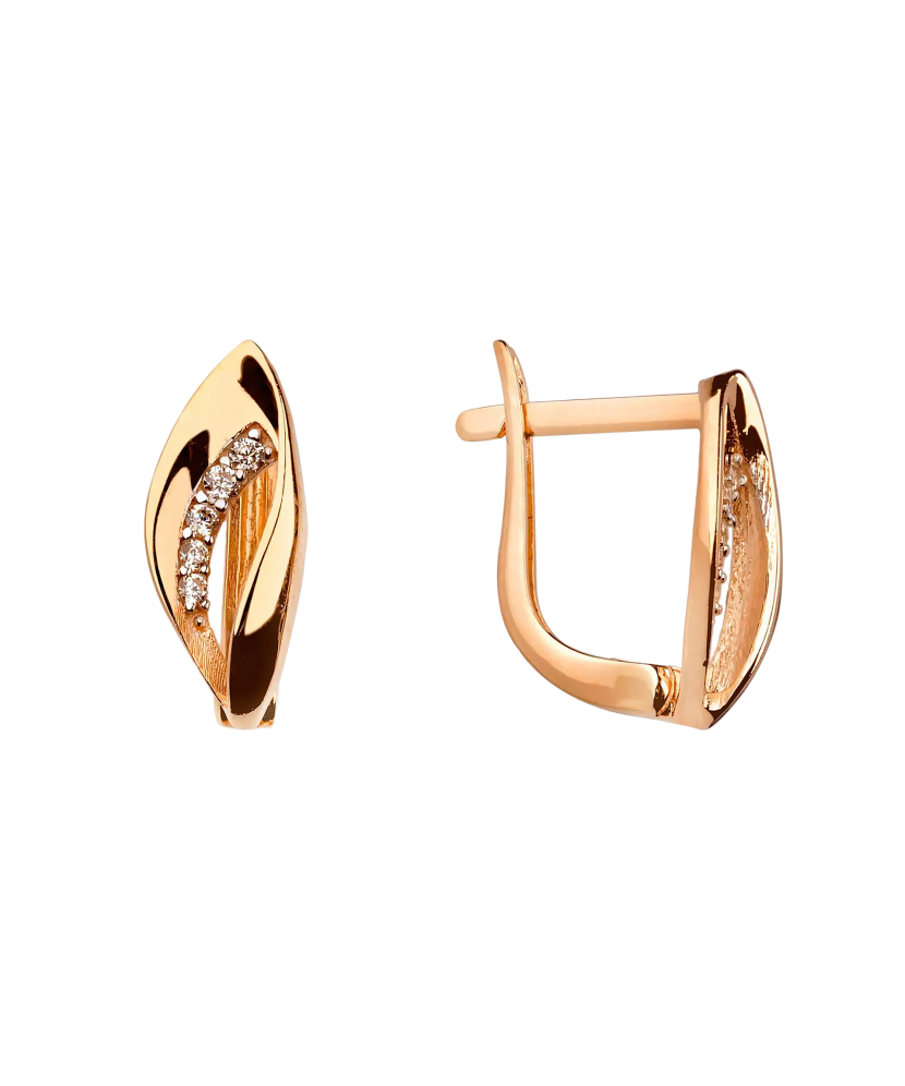 Gold earrings with zircons
