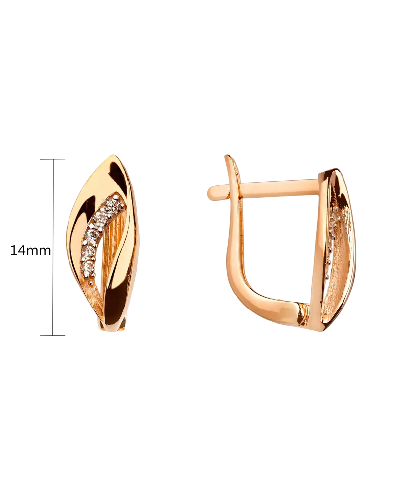 Gold earrings with zircons