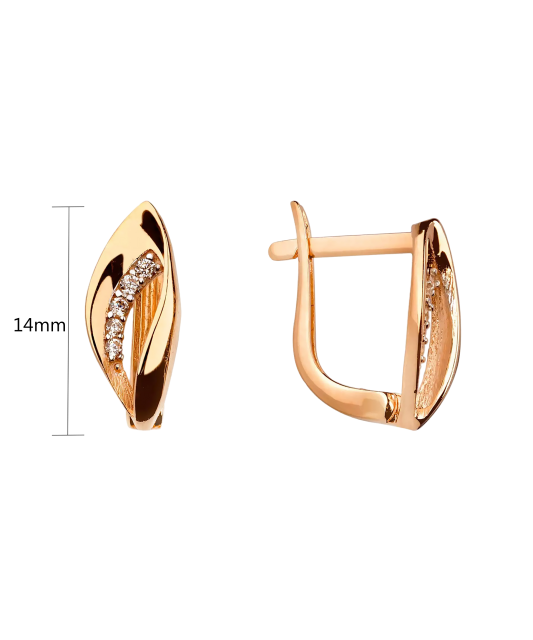 Gold earrings with zircons