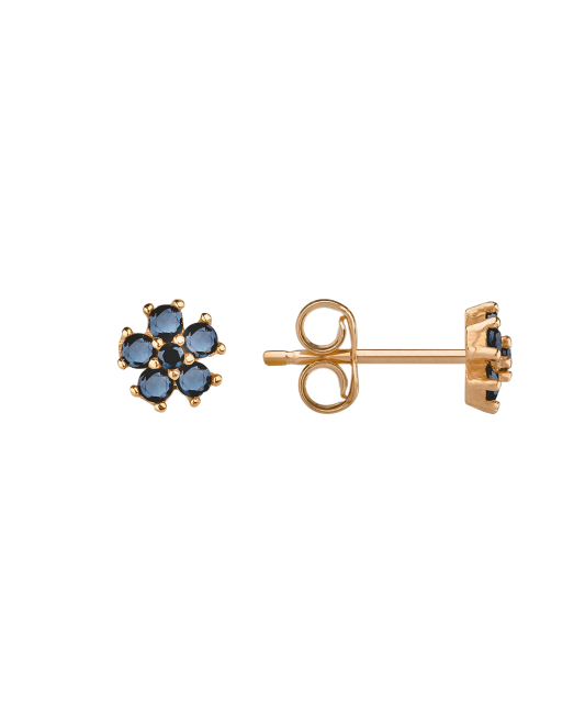 Gold earrings with zircons "Flowers"