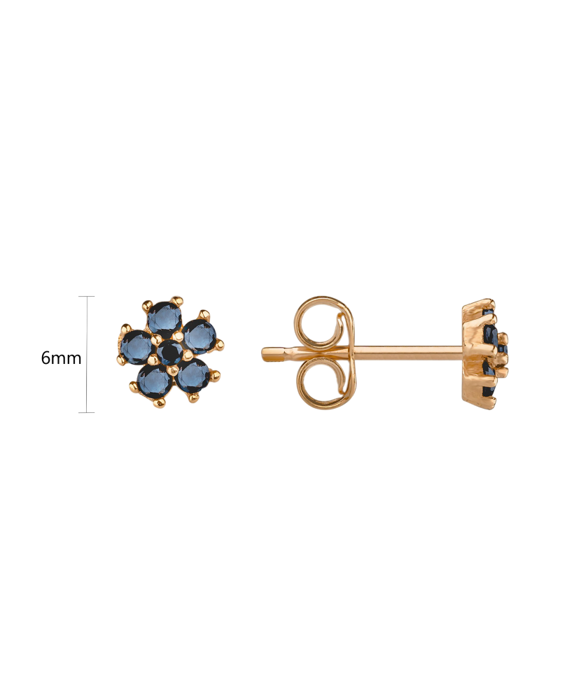 Gold earrings with zircons "Flowers"