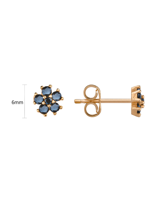 Gold earrings with zircons "Flowers"