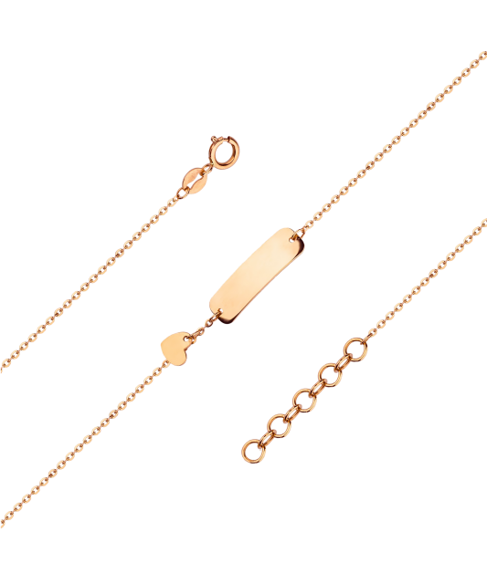 Children's gold bracelet with plate "Heart"