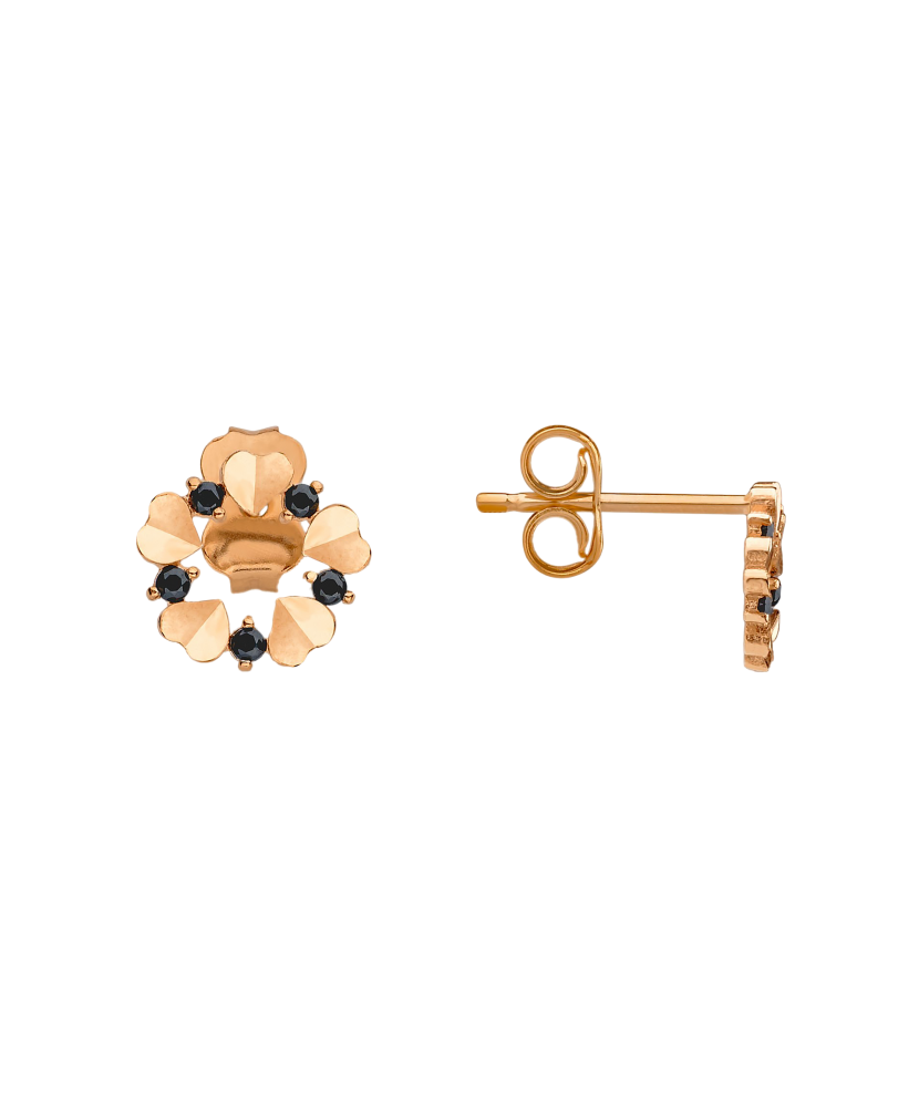 Gold earrings with zircons