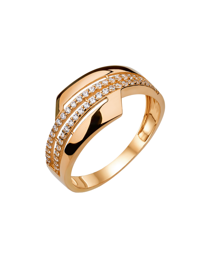 Gold ring with zircons