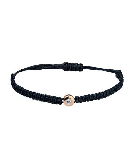 Black string bracelet with gold pendant