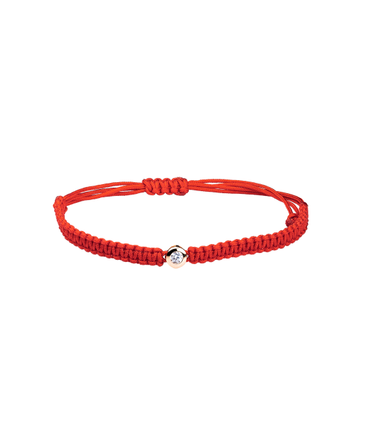 Red string bracelet with gold pendant