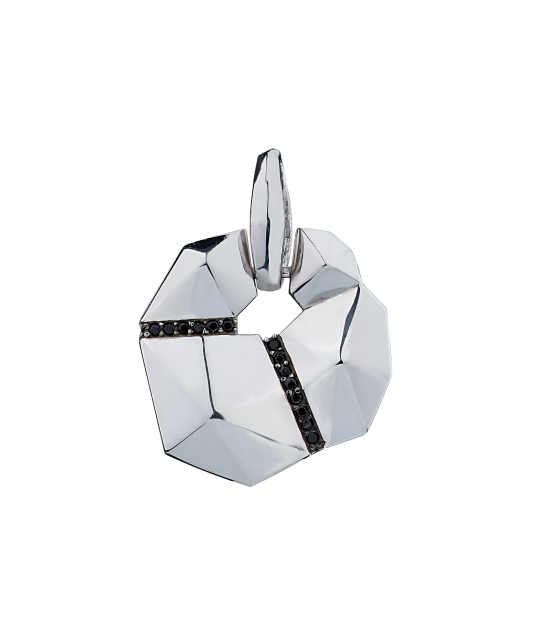 Sterling silver pendant with zircons and ulexite