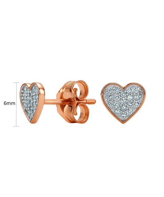 Gold earrings with diamonds "Heart"