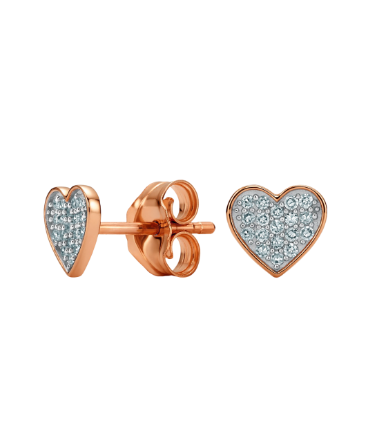 Gold earrings with diamonds "Heart"