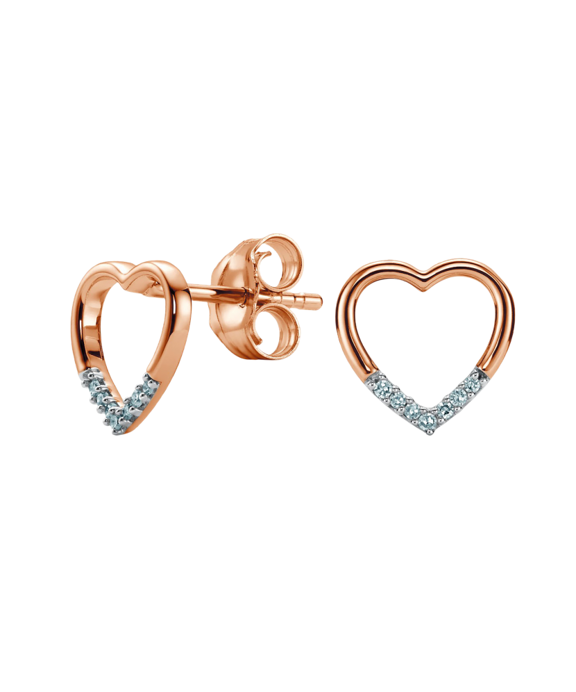 Gold earrings with diamonds "Heart"