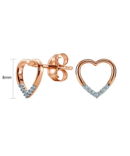 Gold earrings with diamonds "Heart"