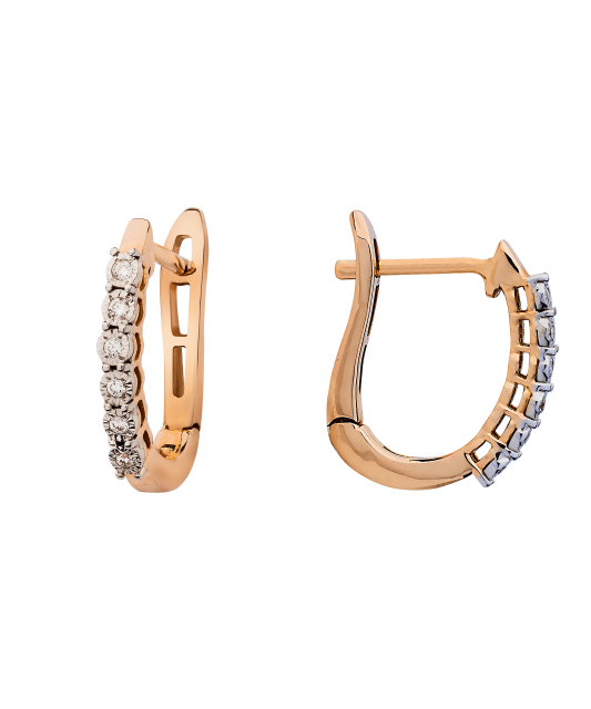 Gold earrings with diamonds