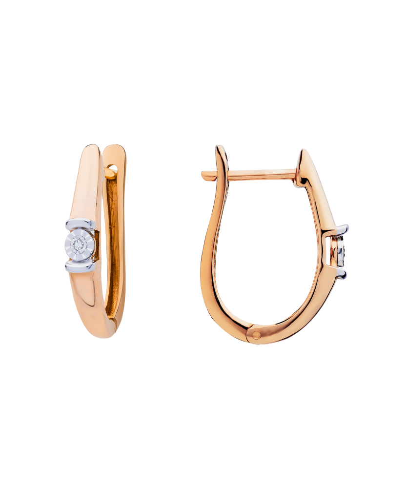 Gold earrings with diamonds