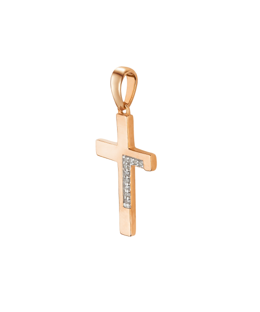 Gold pendant with diamonds "Cross"