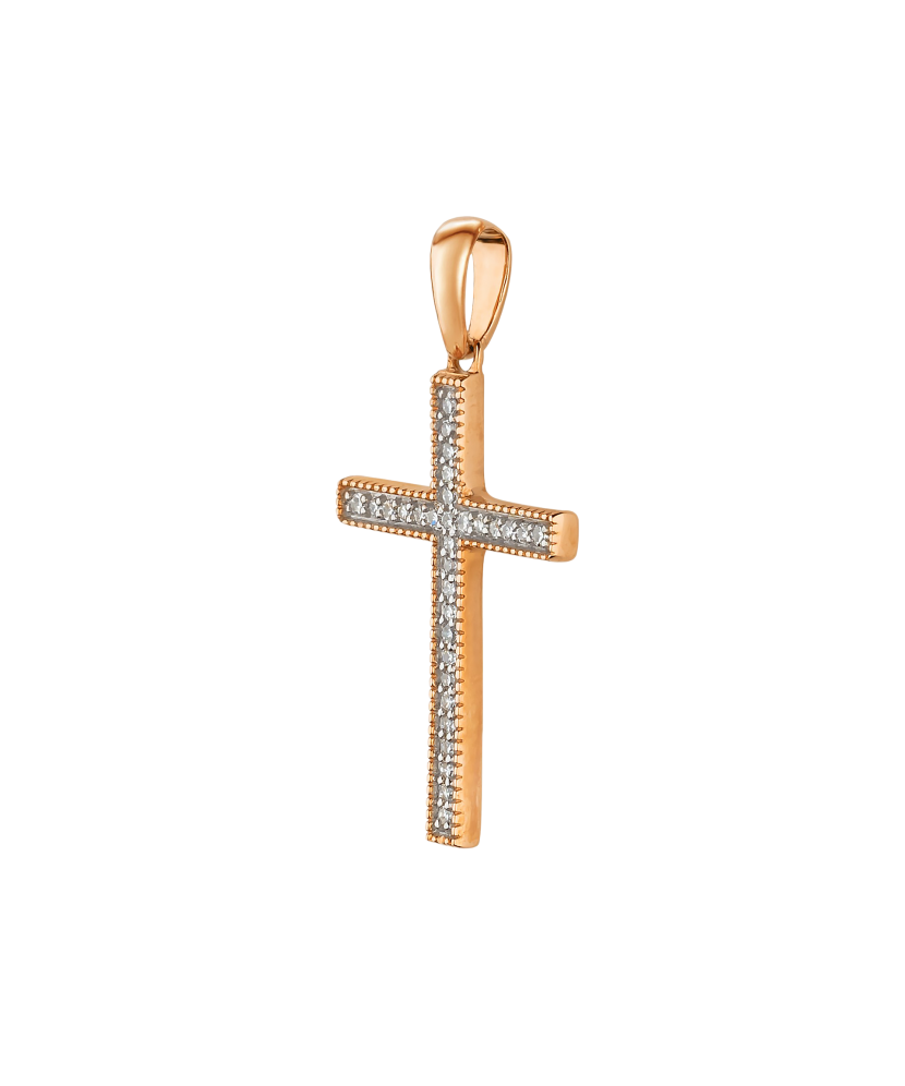 Gold pendant with diamonds "Cross"