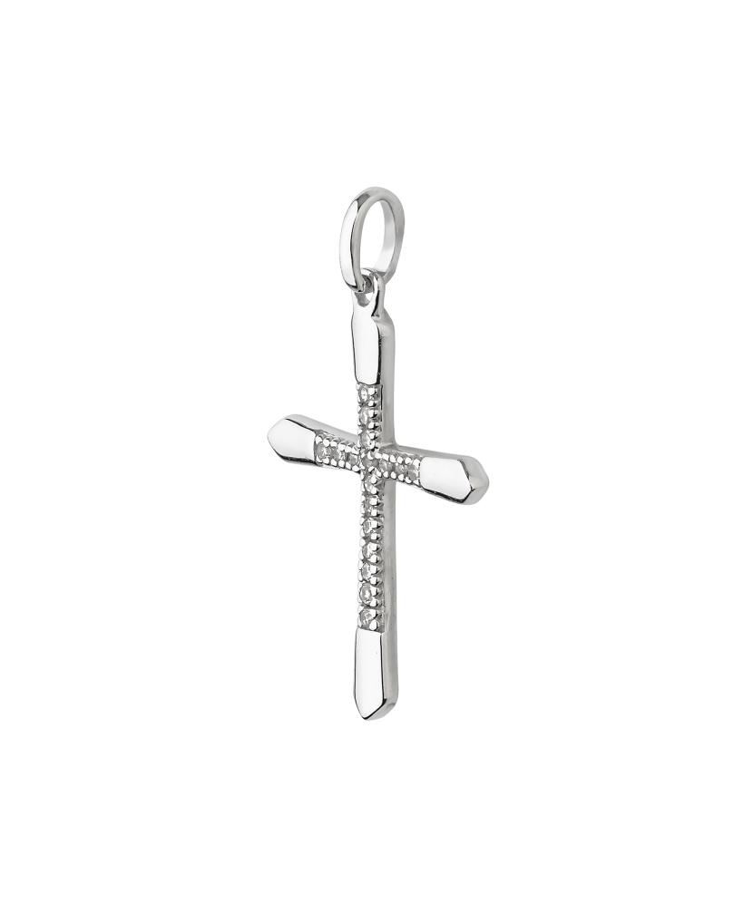 White gold chain with diamonds "Cross"