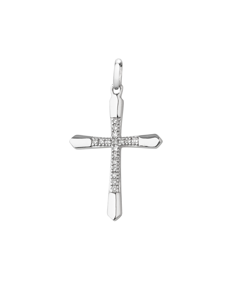 White gold chain with diamonds "Cross"