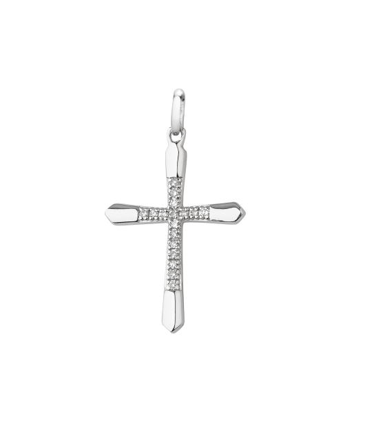 White gold chain with diamonds "Cross"