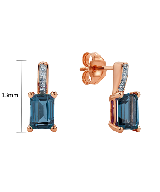 Gold earrings with London topazes and diamonds