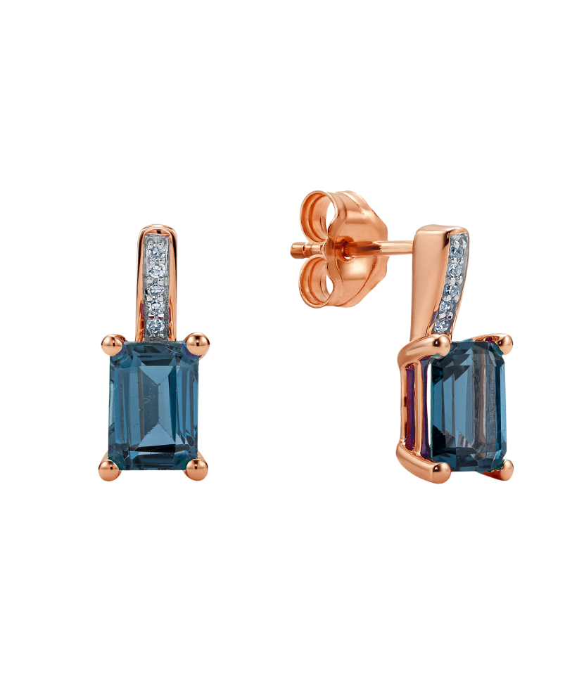 Gold earrings with London topazes and diamonds