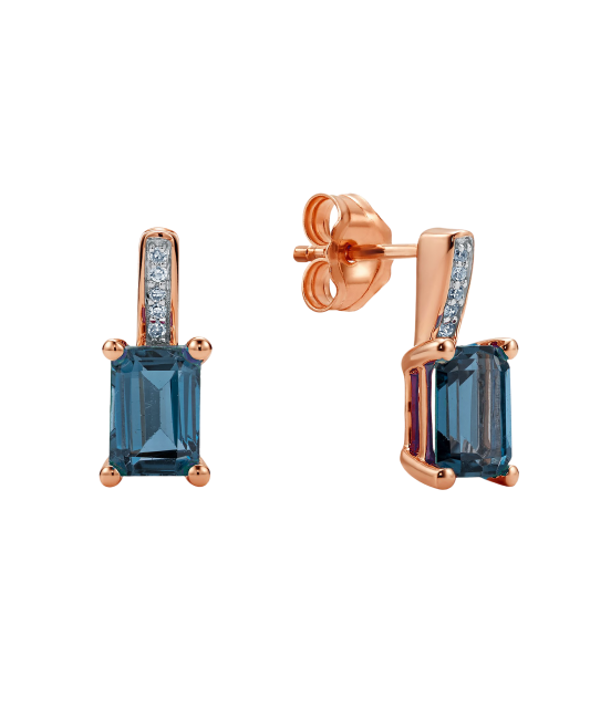 Gold earrings with London topazes and diamonds