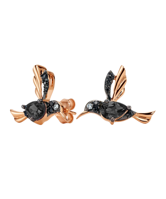 Gold earrings with black diamonds