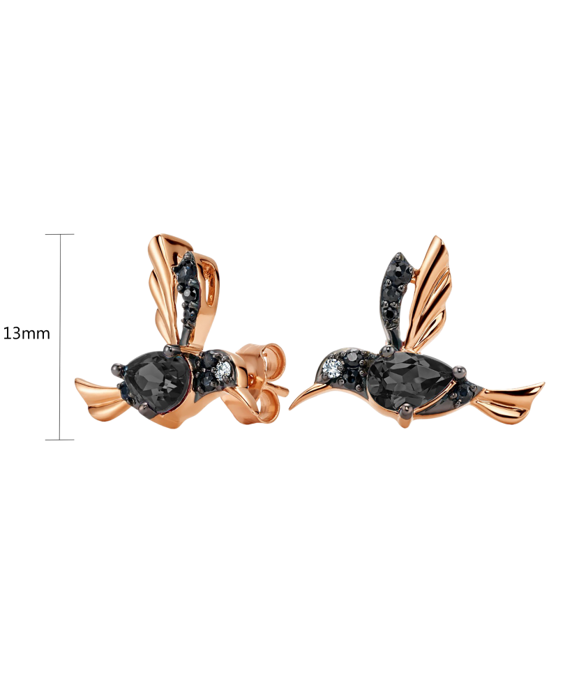 Gold earrings with black diamonds