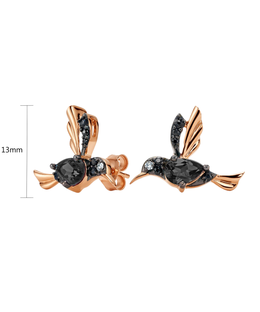 Auksiniai auskarai su juodaisiais deimantais  - Goldinga